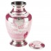 Superior Brass Cremation Ashes Urn  - Adult Size - Silver Pink Finish - Floral Rose Engraving